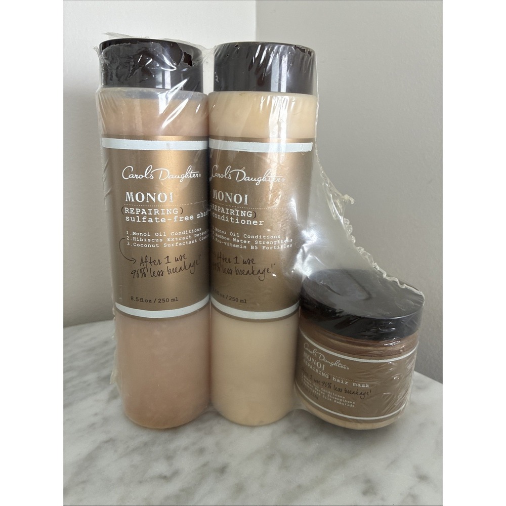CAROL'S DAUGHTER Monoi REPAIRING Shampoo Conditioner Hair Mask Set - NEW Sealed